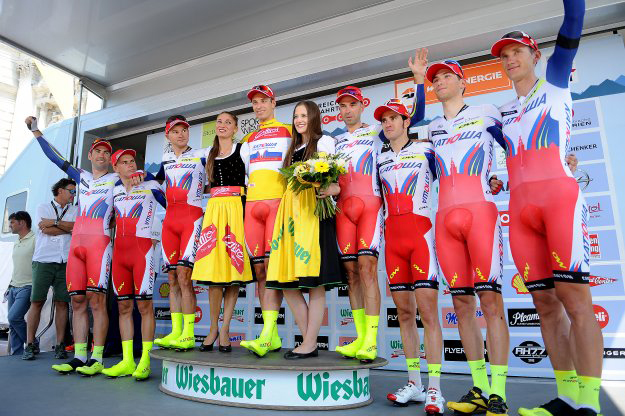 Katusha on the podium